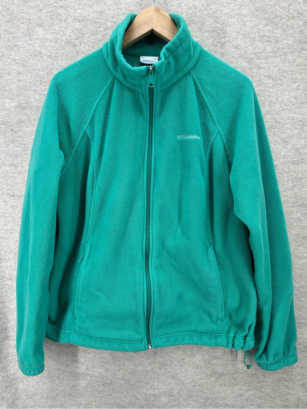 Columbia fleece full zip jacket women’s XL green outdoor Gorpcore pockets